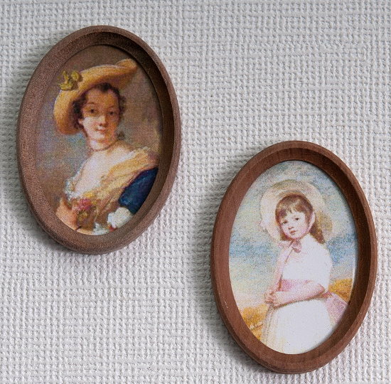 Bilder, oval, Puppenstubenminiatur 1zu12