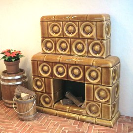 Kamin, farbig glasiert, Puppenstubenminiatur in 1zu12
