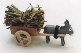 Esel mit Karren, Miniatur im Maßstab 1zu12
