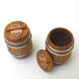 Gurkenfass, aus Dauben, mit Deckel, Miniatur in 1zu12