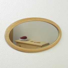 Wandspiegel, Rahmen aus Erlenholz, Puppenstubenzubehör im Maßstab 1zu12